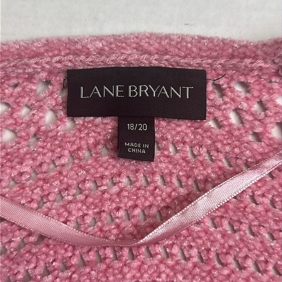 Lane Bryant Women’s Size 18/20 Open Weave Cardigan Pink Chenille Metallic Thread - Picture 4 of 8